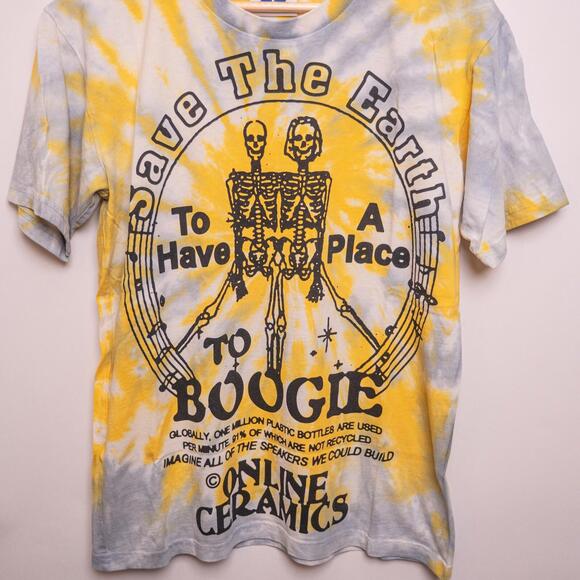 Rare Online Ceramics Save The Earth Yellow Grey Tie Dye Sz S - Picture 2 of 7